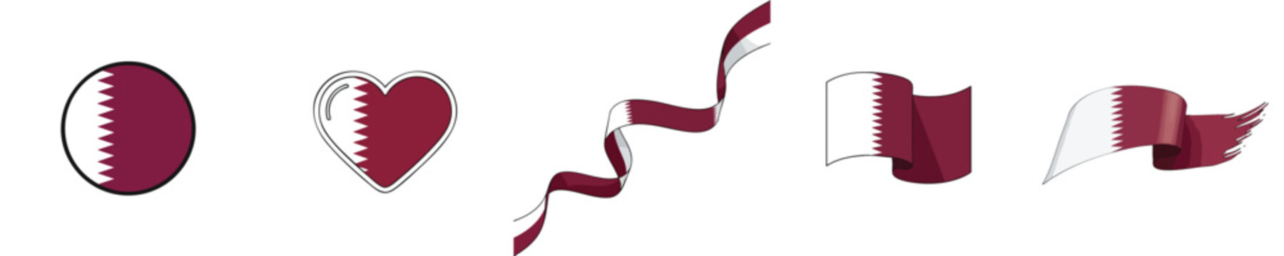 Qatar Flag Graphics Flat Design National Pride Vector Icon Collection