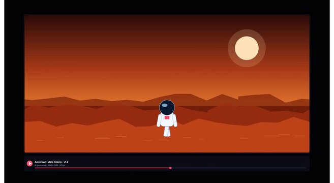 Astronaut walking on mars surface minimalist 2 d animation