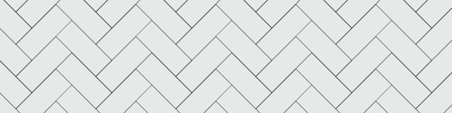 White herringbone tile seamless pattern. Subway stone or ceramic wall background. Kitchen backsplash or bathroom wall texture. Vector