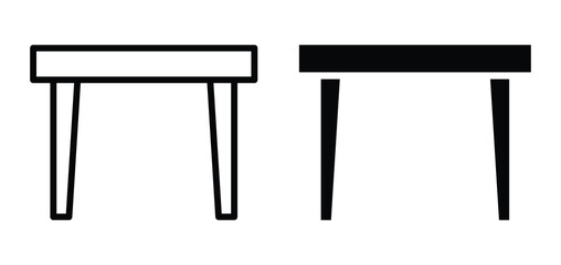 Fototapeta premium Simple Wooden Table Illustration in Outline and Solid Silhouette Styles
