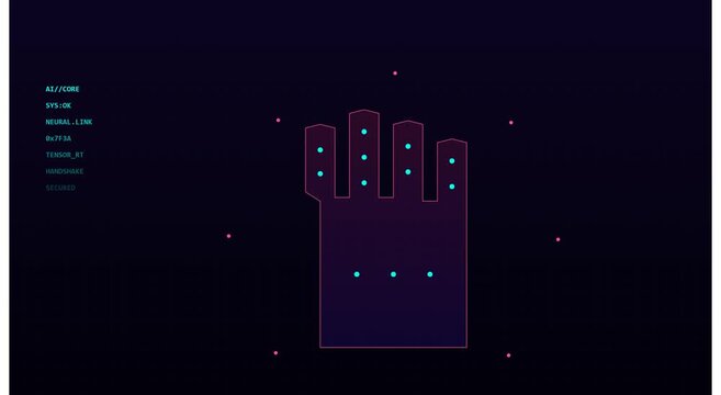 Futuristic ai hand interface scanning biometric data animation