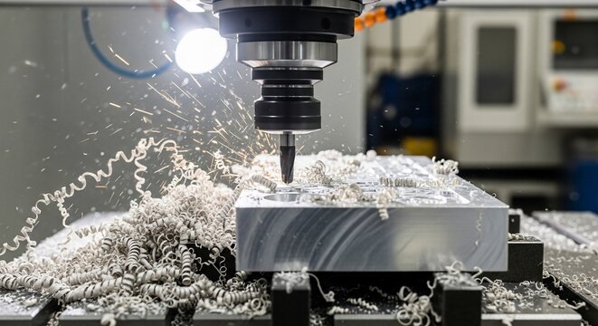 Cnc machine milling metal block