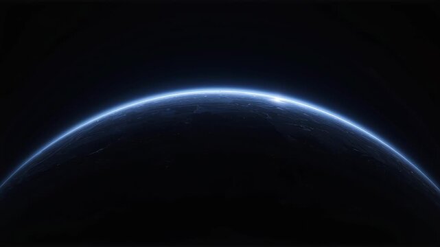 Glowing blue planet horizon glow over space with serene atmosphere and subtle cloud texture