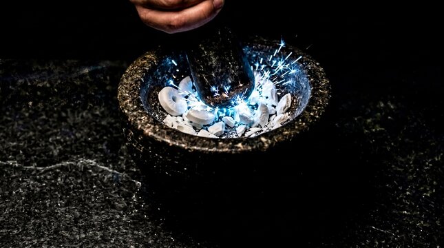 candy science experiment, glowing wintergreen crystals spark with vibrant luminescence in darkness