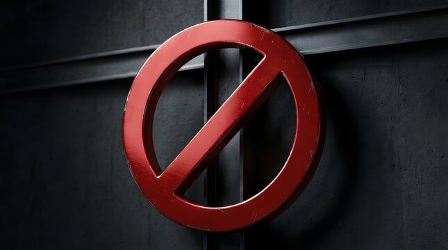 Red prohibition sign on wall.