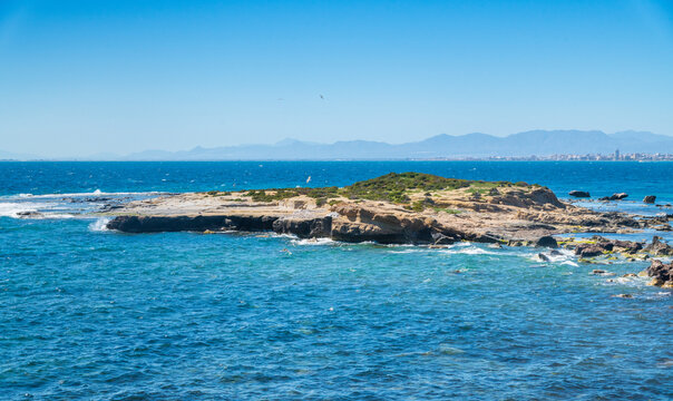 Crystal clear turquoise water at Tabarca Island marine reserve in Alicante Spain