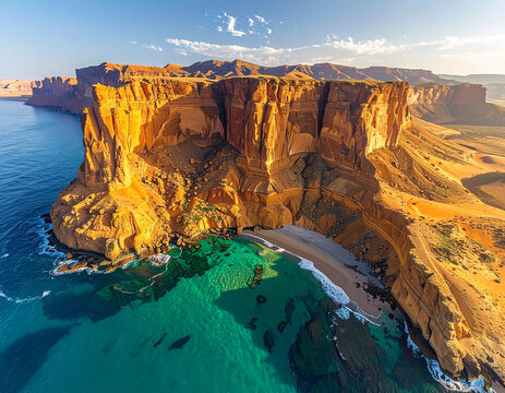 Coastal cliff landscape aerial view