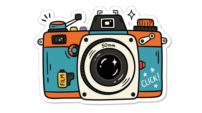 Retro Film Camera Sticker, Vintage Photography Icon