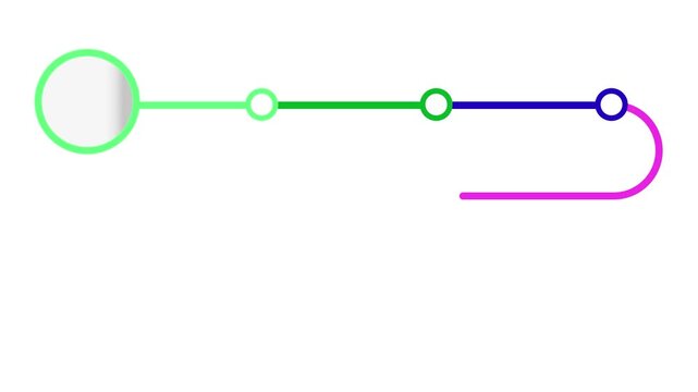 Colorful animated timeline path connecting circular nodes on a white background. Great for project roadmaps, process steps, and journey visuals.