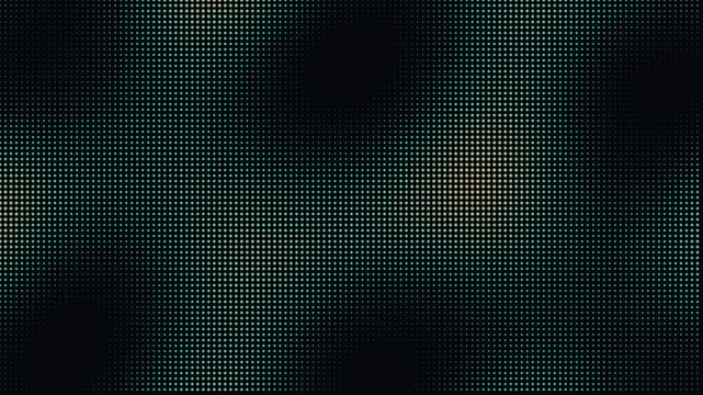 Abstract digital grid of glowing teal and orange halftone dots