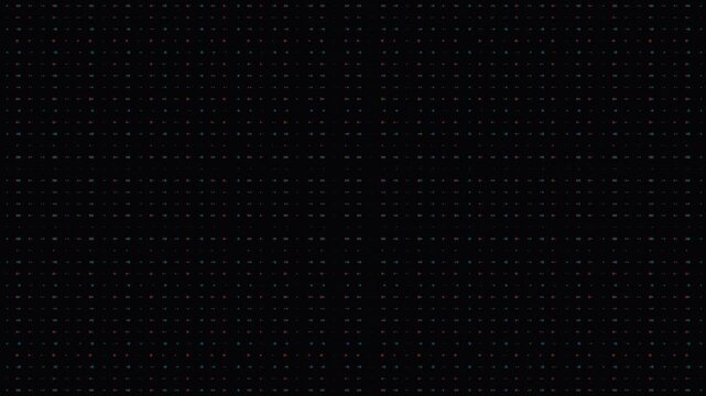 Abstract digital grid of flickering red and blue dots