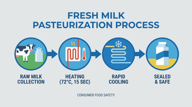 Fresh Milk Pasteurization Process Illustrated for Consumer Food Safety