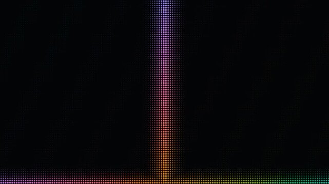 Colorful LED halftone dots forming a moving border on black