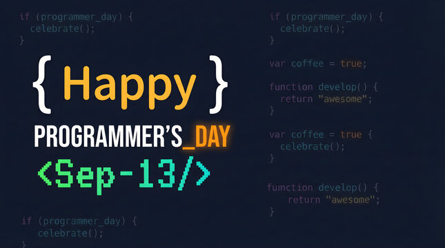 Happy programmer's day celebration with coding background