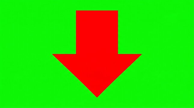 Red arrow pointing downwards on a green background