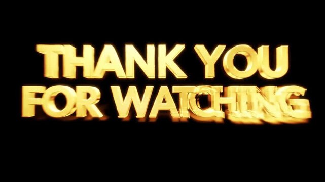 Cinematic Animated Golden Fire Text Thank You For Watching End Screen.