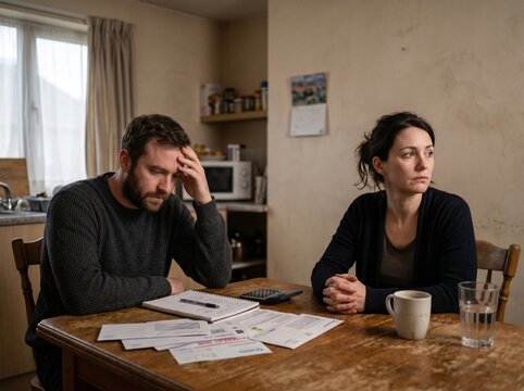 Couple sitting in silence after a difficult budget talk