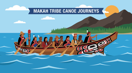 Makah Tribe Canoe Journeys on Pacific Ocean Waters © Bima