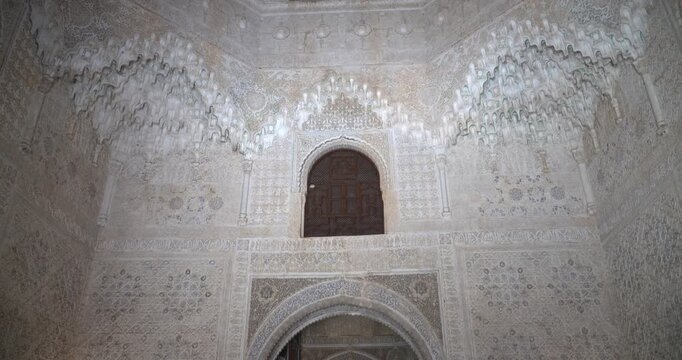 Stucco work in the Nasrid Palace of the Alhambra in Granada, Spain