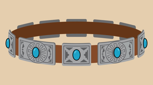 Kiowa Silver Concho Belt with Stamped Turquoise Stones