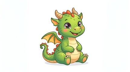 Fototapeta premium green dragon cartoon