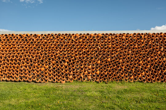 Clay pottery wall in Batoni Castle Telavi, Georgia