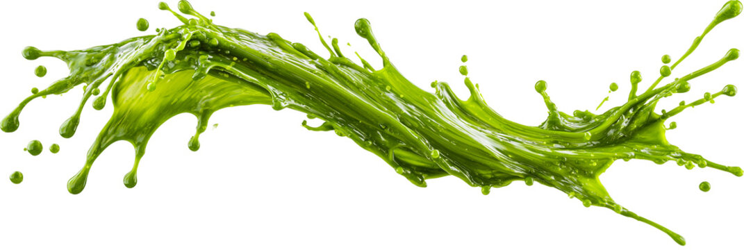 green slime splash isolated on white transparent background - design element cut-out object