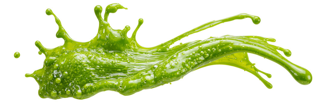 green slime splash isolated on white transparent background - design element cut-out object