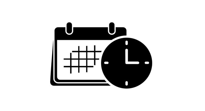 Calendar and clock icon symbol.