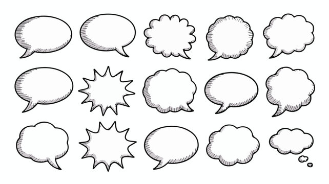 Collection of comic book speech and thought bubbles