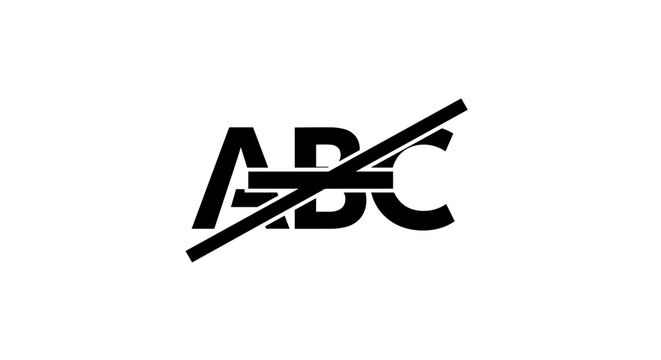 Strikethrough ABC logo design element.