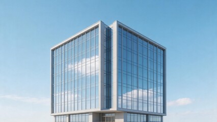 Obraz premium Modern glass building against blue sky