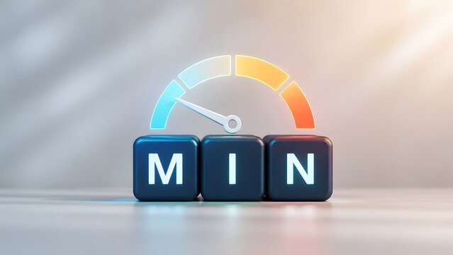 Speedometer gauge pointing to minimum blue level above min blocks representing low risk safe zone and baseline performance