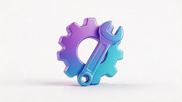 Colorful gear and wrench symbol