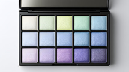Fototapeta premium Elegant Makeup Palette Featuring Shimmering Pastel Eyeshadows - Luxury Cosmetic Product