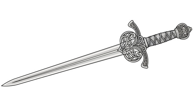 Ornate silver rapier or sidesword with complex swept hilt and wirewrapped grip