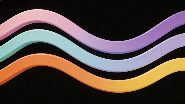 Colorful wavy lines on black background