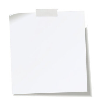 A blank white piece of paper on transparent background