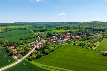 Obraz premium Gemeinde Huy Neinstedt in the Harz region and the Huywald forrest, Saxony Anhalt, Germany