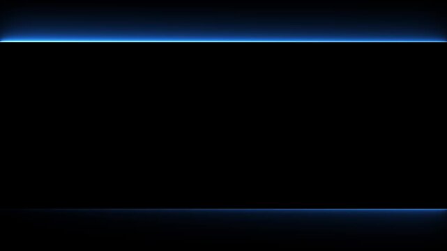 A minimalist dark background with thin bright blue neon light lines glowing at the and bottom edges creating a futuristic frame effect with a subtle gradient glow on the lower edge. Keywords
