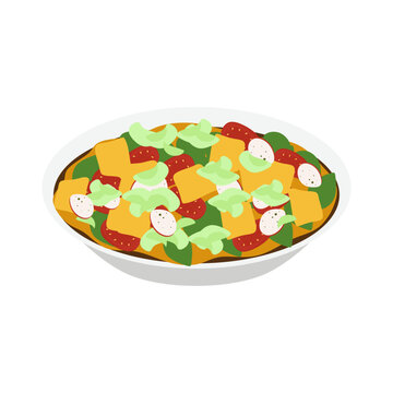Flat Illustration of Fattoush Salad Bowl