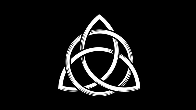 Detailed white triquetra symbol with layered outlines
