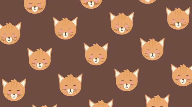 Charming fox face pattern with closed eyes on a warm brown background