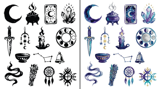 Mystical and Esoteric Symbols Collection for Witchcraft and Spirituality.