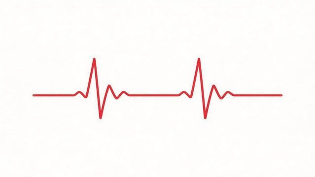 Red line heart rate monitor on white background