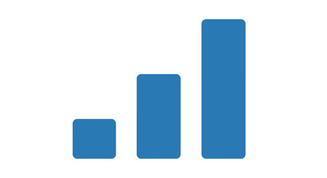 A simple blue bar chart showing growth on a clean white background