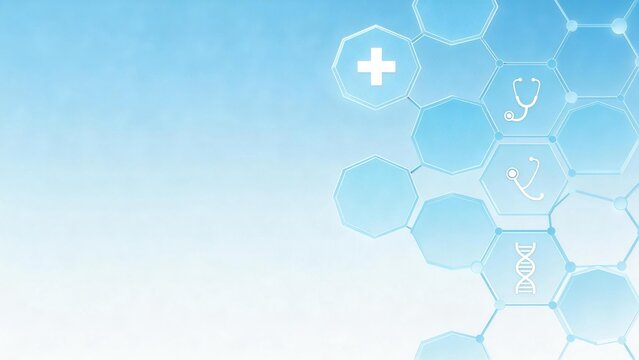 Medical icons on hexagonal pattern