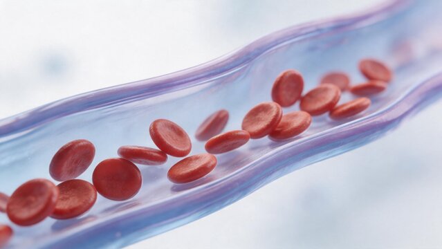 Red blood cells in a vessel