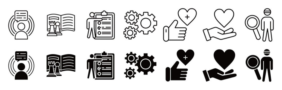 Problem solving icon set. help, support and analysis vector illustration concept