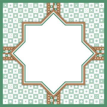 Green Islamic Star Geometric Border Background Template for Ramadan Celebration